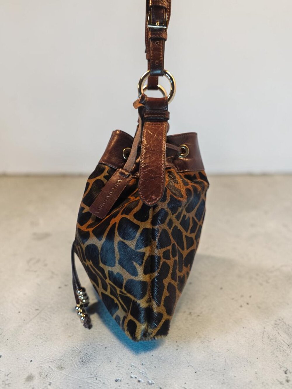 Aqua Madonna Brown Leather and Hair-on-Hide Shoulder Bag  EUC - Picture 9 of 13